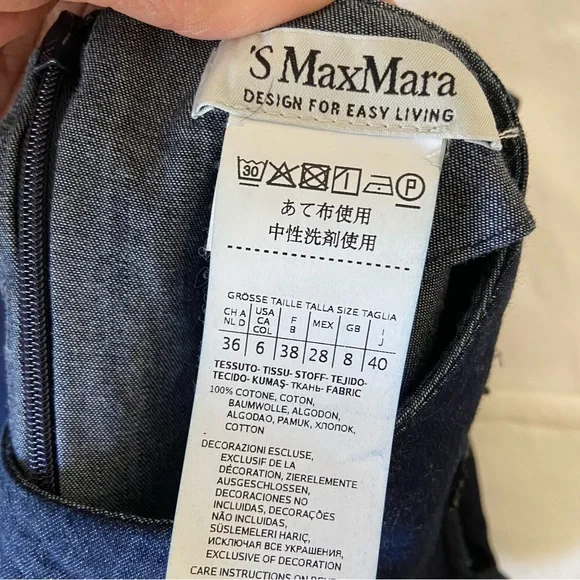 MaxMara Cotton Denim Dress, Midnight Blue - Sz 6 - Picture 6 of 7